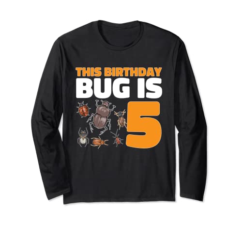 This Birthday Bug Is 5 Year Old Kids Insect Bug 5th Birthday Long Sleeve T-Shirt