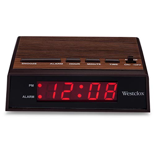Westclox Retro Wood Style Easy To Read Super Bright Small Night Table Soft Tone Alarm Clock 22690