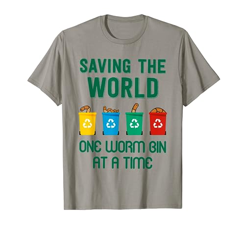 'One worm bin at a time' Funny worm composting T-shirt
