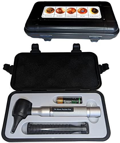 【Lifetime Warranty】4th Generation Doctor Mom LED Pocket Pro Otoscope with Both Adult and Pediatric Disposable Specula Tips, Battery, and Protective Hard Plastic Case