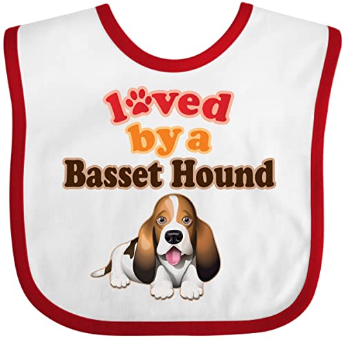 inktastic Basset Hound Dog Lover Gift Baby Bib White and Red 39802