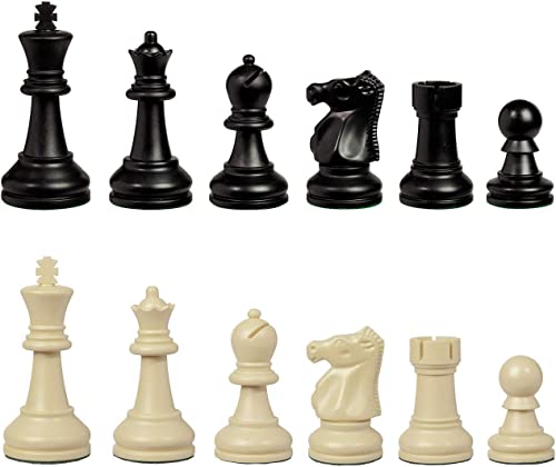 Bobby Fischer Chess Piece Set, The Ultimate Tournament Chess Set - Plastic Chess Pieces Only - Staunton Style Chess Set, 34 Chess Pieces Weighted Includes Extra Queens, Triple Weighted Chess Set