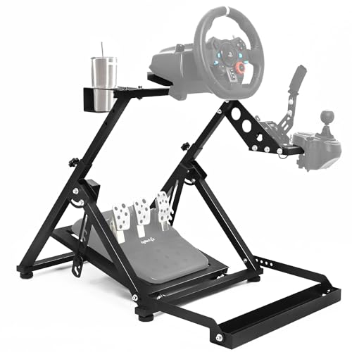 Marada X Frame Steering Wheel Stand Racing Sim Cockpit with Seat Slot Fit for Logitech/Thrustmaster/Fanatec G25 G27 G29 G920 T300 T248, No Pedal & Shifter