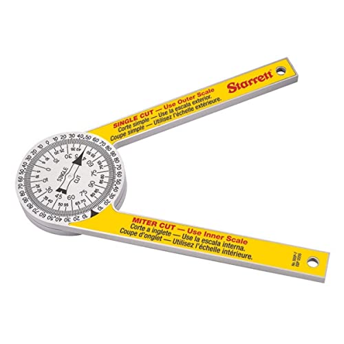 Starrett Plastic Miter Protractor Angle Finder with Two Laser Engraved Scales - Ideal for Carpenters, Plumbers and DIY Home Improvement -7' Length - 505P-7