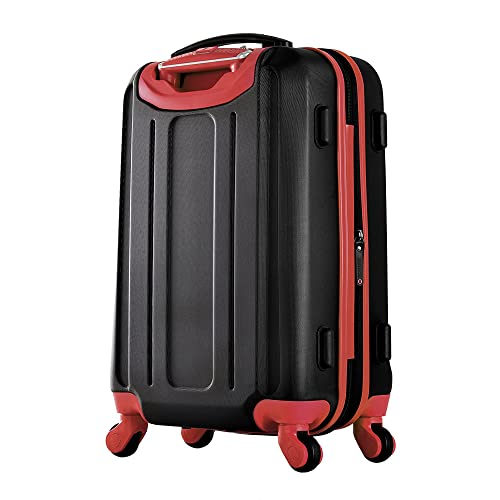 Olympia Apache II 21 Inch Expandable Rolling Carry On 4 Wheel Spinner Luggage Suitcase with Aluminum Locking System and Interior Divider, Black/Red