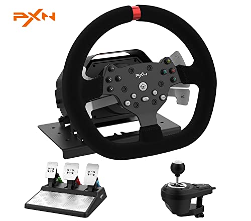 PXN Gaming Steering Wheel, V10 Driving Force Feedback Racing Wheel with 6+1 Shifter and Pedals, Stainless Steel Paddle Shifters, Gaming Wheel for PC, PS4, Xbox One, Xbox Series X|S(Used - Like New)