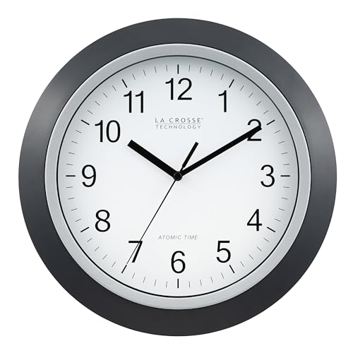 La Crosse Technology WT-3129B 12 Inch Atomic Analog Wall Clock, Pack of 1, Black