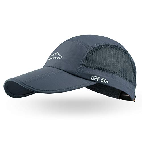ELLEWIN Men's Baseball Cap UPF50 Hat W/Foldable Long Large Bill,One Size,D-Grey