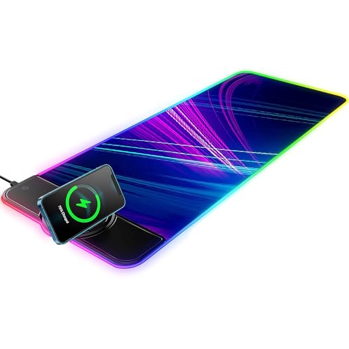 Large Gaming Mouse Pad,RGB Large Mouse Pad with 13 Lighting Modes,LED Big Keyboard Mousepads Mat,Non-Slip Base,Spill-Resistant Computer Desk Pad Mat for Gamer Esports Pros,31.5' × 11.81'