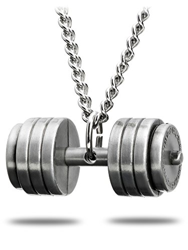 Shields of Strength Women's Weight Plate and Dumbbell Pendant Combo Necklace Philippians 4:13 & Luke 1:37 Bible Verses Weightlifters Christian Jewelry