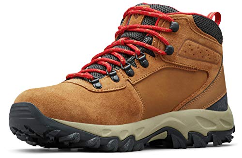 Columbia Men's Newton Ridge Plus II Suede Waterproof Boot, Breathable with High-Traction Grip,elk/mountain red,8.5