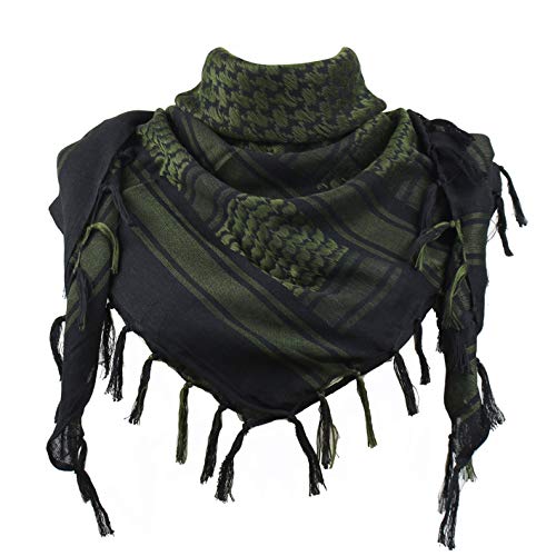 Explore Land Cotton Shemagh Tactical Desert Scarf Wrap (Black and Green)