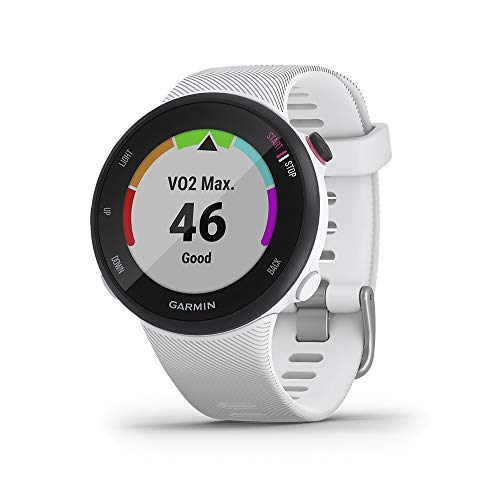 Garmin 010-02156-00 Forerunner 45s, 39MM Easy-to-Use GPS Running Watch with Garmin Coach Free Training Plan Support, White