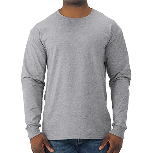 Jerzees Men's Dri-Power Cotton Blend Long Sleeve Tees, Moisture Wicking, Odor Protection, UPF 30+, Sizes S-3X, Athletic Heather, XX-Large