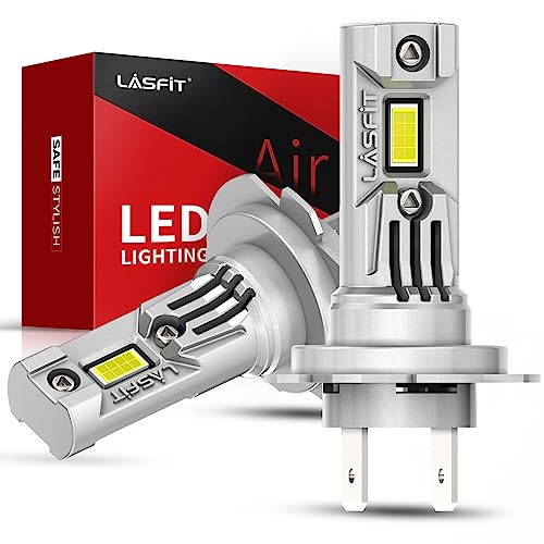LASFIT H7 LED Bulb 2024, Super Bright 6000K Cool White H7 Bulb, 18000RPM Cooling Fan, No Adapter Required, Non-polarity, All-in-One Halogen Replacement H7 for Front Light Bulb