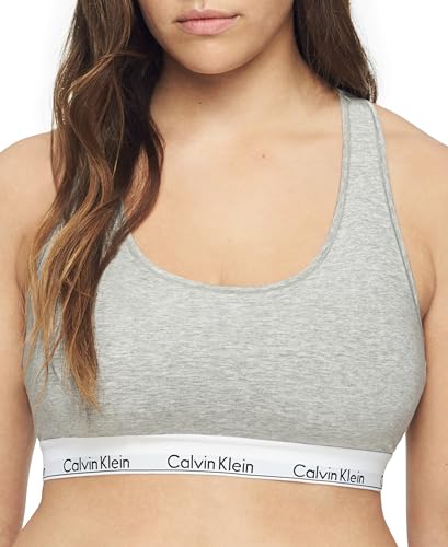 Calvin Klein Women's Modern Cotton Unlined Wireless Bralette, Grey Heather, Medium