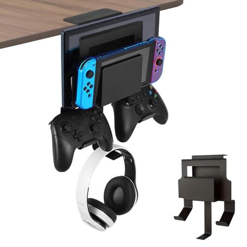 LUKETURE 5 in 1 Game Controller Holder Headphone Stand, Headset and Controller Stand, Desk Side Storage, Controller Holder for Desk, Remote Controller Holder Gaming Accessories, for Xbox Switch