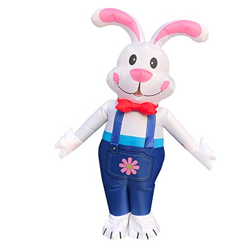 littlefatman Rabbit Inflatable Bunny Party Costume Adult Inflatable Costume Fancy Dress Cosplay Dress for Easter White