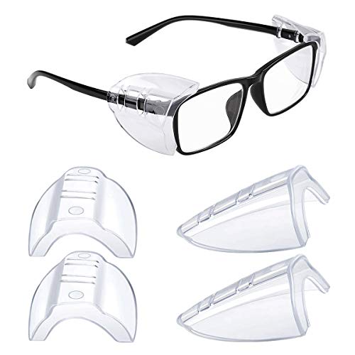 MELASA 2 Pairs Side Shields for Prescription Glasses, Safety Glasses Eye Protection, Slip on Fits Most Small to Large Eyeglasses