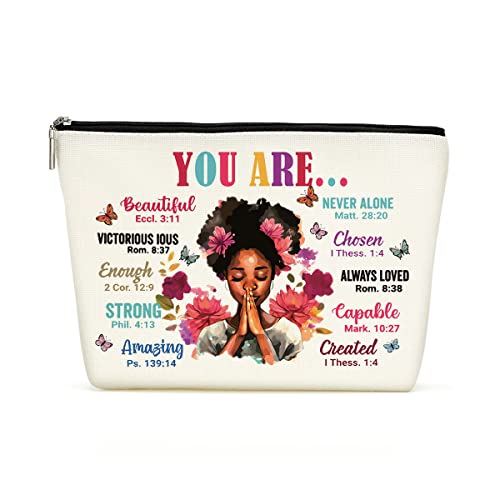 Black Girl Makeup Bag Afro Black Girl African American Cosmetic Bag Inspirational Gifts for Women Mom Sister Daughter Friends Coworker Birthday Graduation Friendship Christmas You Are Beautiful