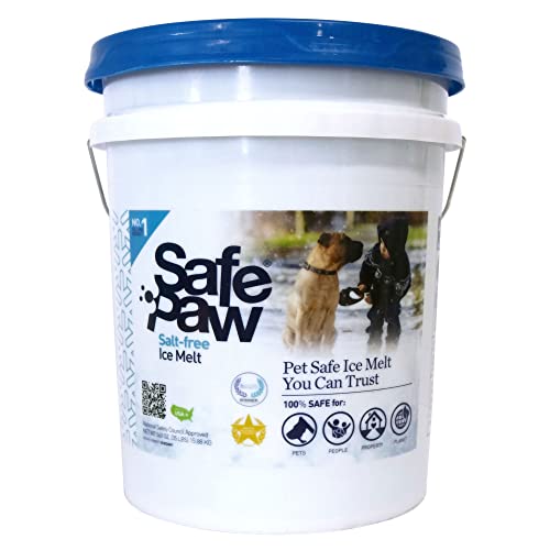 Safe Paw, Child Plant Dog Paw & Pet Safe Ice Melt -35lb, 100% Salt/Chloride Free -Non-Toxic, Vet Approved, No Concrete Damage, Fast Acting Formula, Last 3X Longer