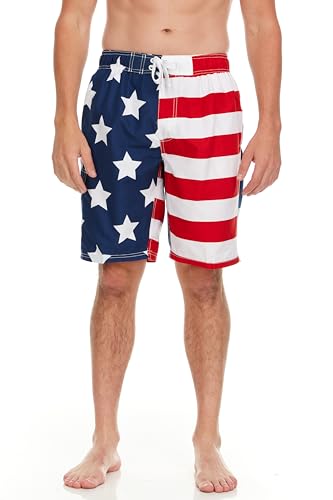 Kanu Surf Men's Barracuda Swim Trunks (Regular & Extended Sizes), USA American Flag, 2X