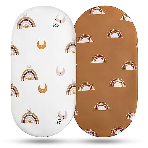 Soarwg Kids Bassinet Sheets, Bassinet Sheets for Baby Boy and Girl, Bassinet Sheet Neutral, Fit for Rectangle, Round, Oval, Hourglass Mattress, Flexible for Different Bassinet Pad/Mattress 2 Pack