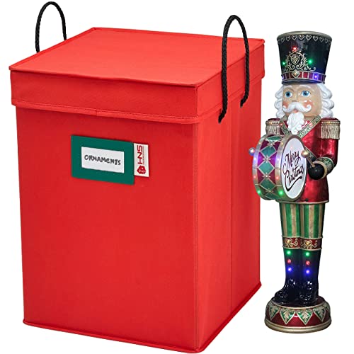Christmas Nutcracker and Figurine Collectible Storage Box - Stores Up to 9-16' Tall Nutcrackers, Ornaments, and More - Holiday Decor Organizer with Adjustable Dividers - Nutcracker not Included