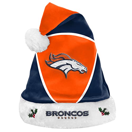 FOCO Denver Broncos Colorblock Santa Hat – Limited Edition Broncos Santa Hat – Represent the NFL- AFC West and Show Your Team Spirit with Officially Licensed Denver Football Holiday Fan Gear