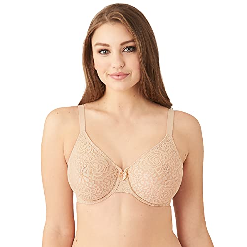 Wacoal Women’s Halo Lace Unlined Underwire Bra, Natural Nude, 40DD