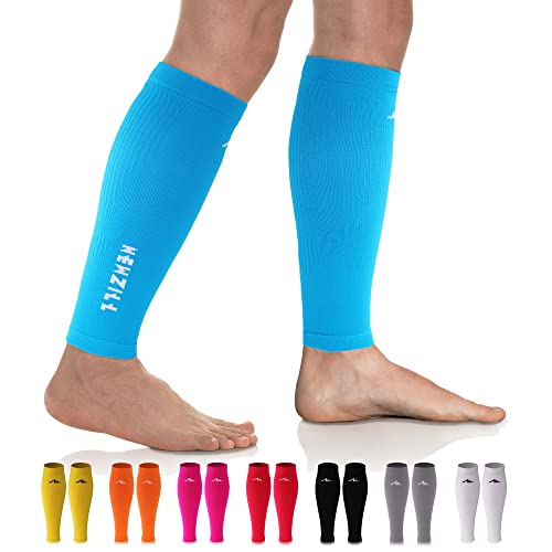 NEWZILL Compression Calf Sleeves (20-30mmHg) for Men & Women - Perfect Option to Our Compression Socks - for Running, Shin Splint, Medical, Travel, Nursing, Cycling (L/XL, Solid Blue)