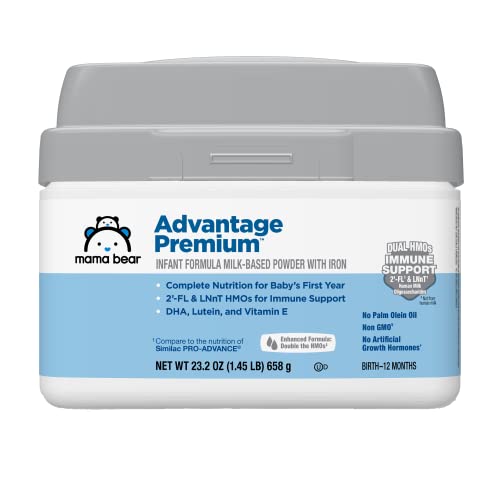 Amazon Brand - Mama Bear Advantage Baby Formula Powder with Iron, 2'-FL HMO for Immune Support, Infant Formula, 23.2 Ounce (Pack of 1)