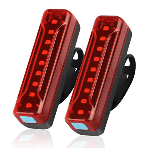 Ovetour USB Rechargeable Bike Tail Light 2 Pack,1200mAh Runtime 50 Hours,Ultra Bright LED Bike Rear Light,5 Light Mode Options,IPX5 Waterproof(2 USB Cables Included)