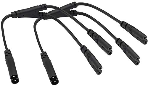 AAOTOKK (2 Pack) IEC 320 C8 to Dual C7 Y Splitter Power AC Adapter Cable,10A 125V Figure 8 Male to Double Female IEC C7 to C8 AC Converter Polarized Cable for LED TV etc (0.3m/1ft) (C8 to 2*C7)