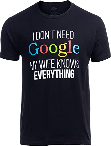 Ann Arbor T-shirt Co. My Wife Knows Everything! | Funny Husband Dad Groom T-Shirt-Adult,XL Black