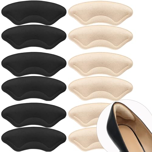 6 Pairs Comfowner Heel Cushion Pads, Comfort Shoe Grips Snugs for Big Shoes Loose Blisters and Pain, Protectors Liners Men Women