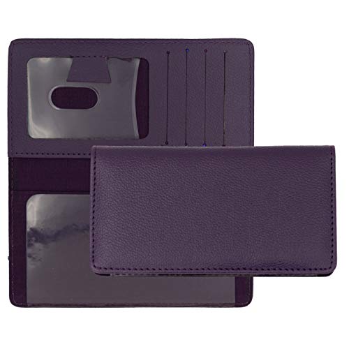 Dark Purple Textured Leather Checkbook Cover for Top Tear Personal Checks