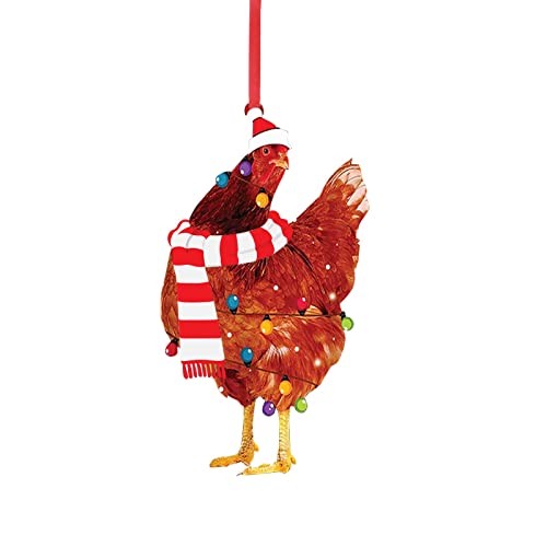 Christmas Decorations Christmas Tree Ornaments 2022 Chicken Christmas Rooster Hens with Scsrf Christmas Tree Decoration Hanging Ornament Thanksgiving Day Christmas Decorations for Tree,Car Pendant