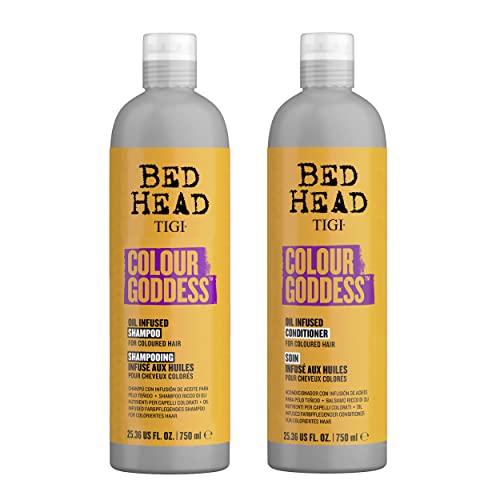 Bed Head by TIGI Moisturizing Shampoo and Conditioner Set for Colored Hair, Colour Goddess Hair Care with Sweet Almond & Coconut Oils, 25.36 fl oz, 2 Pack
