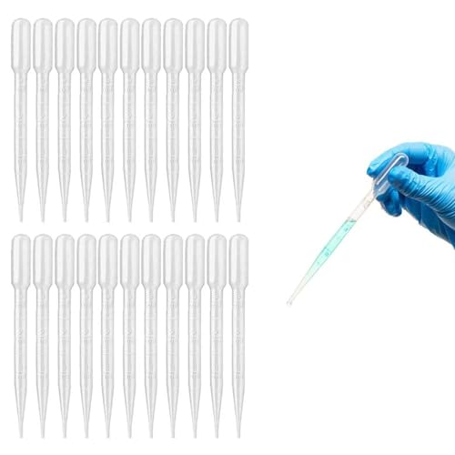 100pcs Plastic Disposable Transfer Pipettes - 3ml Plastic Calibrated Graduated Eye Dropper Suitable for Lip Gloss Transfer Essential Oils Science Laboratory Experiment