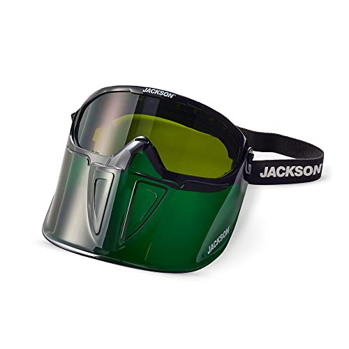 Jackson Safety GPL550 Premium Goggle with Detachable Face Shield, Anti-Fog Coating, Shade 5 IR Lens, Green, 21002