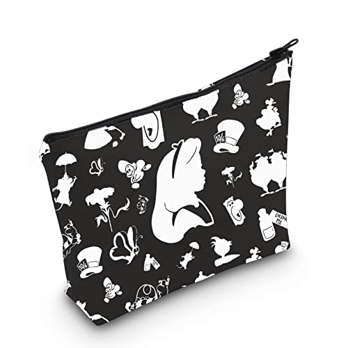 Alice Cosmetic Bag Wonderland Gift Alice Fans Gift Alice Merch Makeup Zipper Pouch for Women (AIW Black Bag)