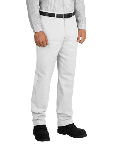 Red Kap Men's Stain Resistant, Flat Front Work Pants, White, 38W x 30L