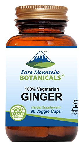 Pure Mountain Botanicals Ginger Capsules - Kosher Vegan Caps with 1000mg Organic Ginger Root