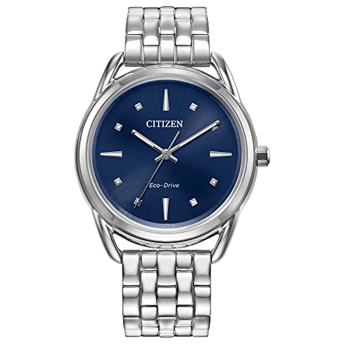 Citizen Women's Eco-Drive Dress Classic Watch in Stainless Steel, Blue Dial (Model: FE7090-55L)