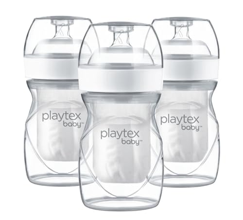 Playtex Baby Anti-Colic Nurser Bottle with Pre-Sterilized Disposable Drop-Ins Liners, Closer to Breastfeeding, 4 Oz Bottles, 3 Count