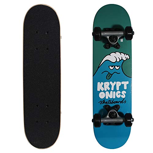 Kryptonics Locker Board 22 Inch Complete Skateboard - Wacky Wave , Blue, 22' x 5.75'