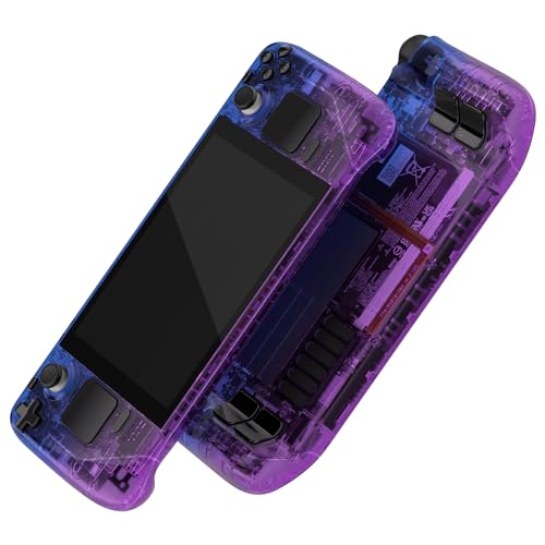 eXtremeRate Gradient Translucent Bluebell Faceplate Back Plate Shell for Steam Deck LCD, Handheld Console Replacement Housing Case, Custom Full Set Shell with Buttons for Steam Deck - Console Without