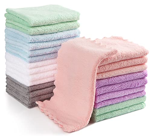 Orighty Baby Washcloths 24-Pack(7''x9''), Microfiber Coral Fleece Baby Towels, Super Soft and Absorbent Wash Cloths for Newborns, Infants and Toddlers, Gentle on Delicate Skin for Face Hands and Body