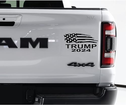 Trump 2024 Flag Decal Sticker US Flag Vinyl Decal Cars Trucks Vans SUVs Windows Walls Cups Laptops | Black | 8 inches MAZ-458